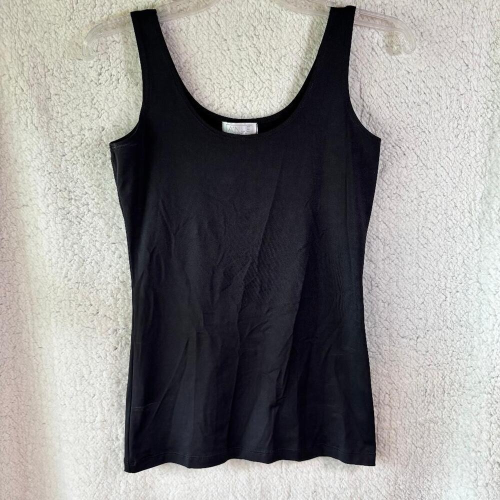 A'nue Thin Strap Tank Top Stretchy Black Women's Size Small Made in USA NWT